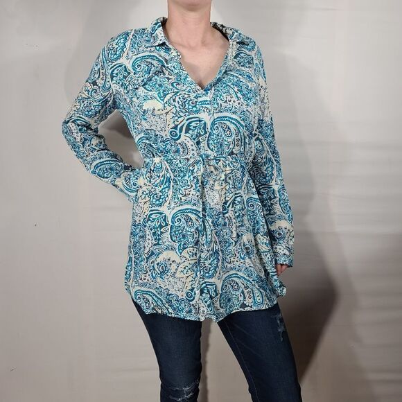 Bit & Bridle Blue Long Sleeve Tunic Top - Picture 2 of 10